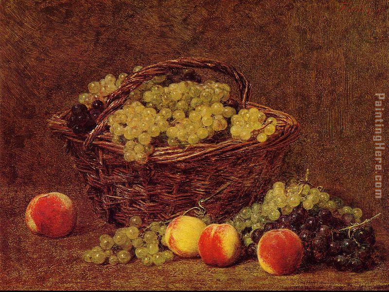 Basket of White Grapes and Peaches painting - Henri Fantin-Latour Basket of White Grapes and Peaches art painting